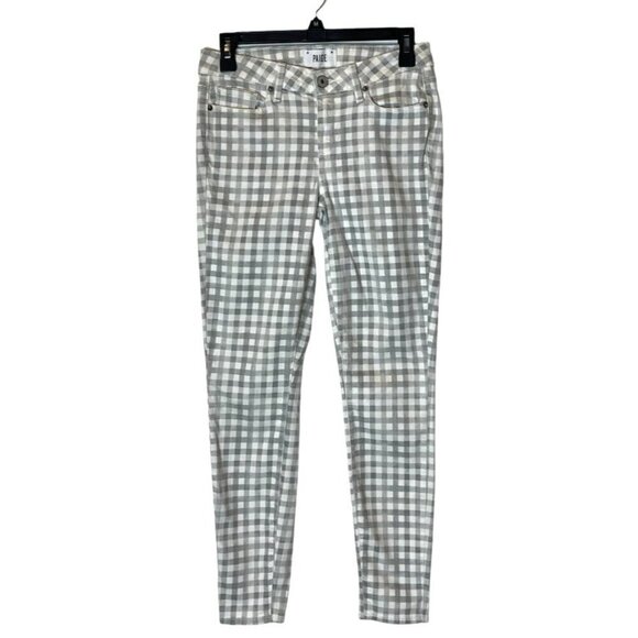 Paige Gray And White Gingham Mid Rise‎ Verdugo Ankle Cropped Jeans Size 29 - Picture 2 of 11
